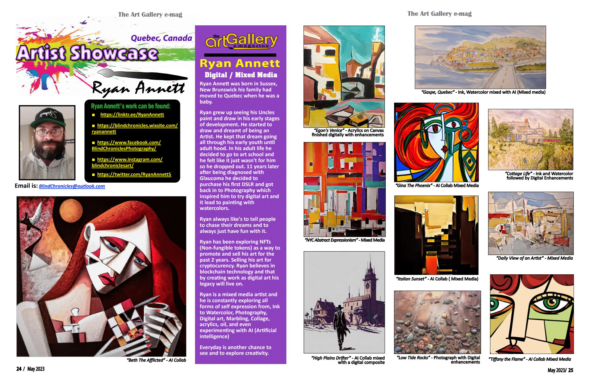 Ryan Annett Artist Showcase feature in The Art Gallery e-mag.